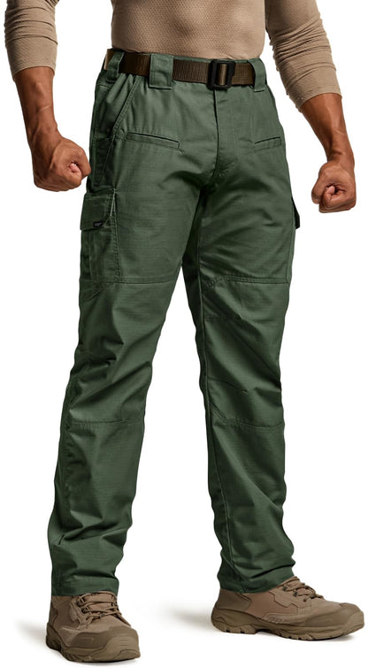 CQR Men's Tactical Pants, Water Resistant Ripstop Cargo Pants, Lightweight EDC Work Hiking Pants, Outdoor Apparel, Raider Green Kelp, 34W x 32L