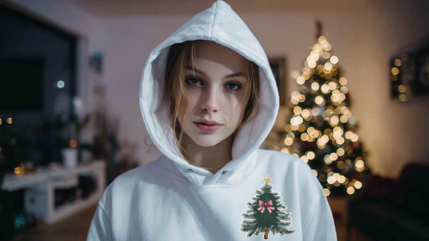 4.5'' Large Bow Christmas Tree Embroidered Iron On Patch for Pajamas Hoodies T-Shirts