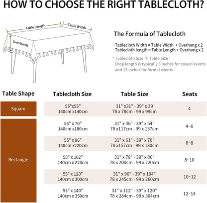 Warm Star Tablecloths,Cotton Linens Wrinkle Free Anti-Fading,Tabletop Decoration Washable Dust-Proof,Table Cover for Kitchen Dinning Party, Light Coffee, Rectangle/Oblong, 55''x86'',6-8 Seats