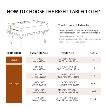 Warm Star Tablecloths,Cotton Linens Wrinkle Free Anti-Fading,Tabletop Decoration Washable Dust-Proof,Table Cover for Kitchen Dinning Party, Light Coffee, Rectangle/Oblong, 55''x86'',6-8 Seats