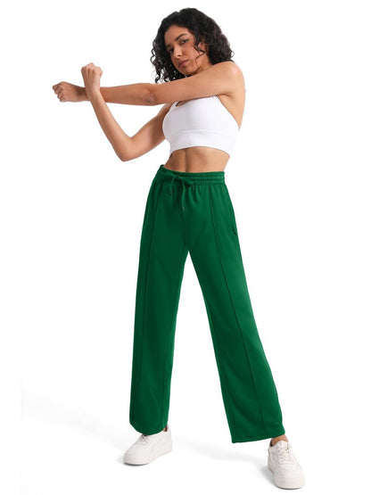 Tapata Petite Women 28" Inseam Warm Up Track Pants Wide Leg Sweatpants Lightweight Side Stripe Ladies Slacks Workout, Green, XL