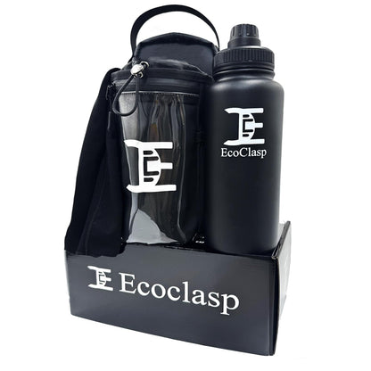 EC Ecoclasp Magnetic Gym Bag Water Bottle Holder Small Bag for Men Women Waterproof 900D Gym Gifts 32oz Insulated Water Bottle Towel Set