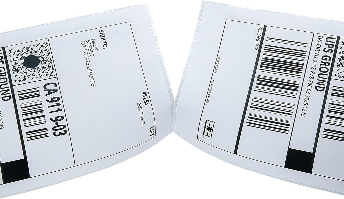 L LIKED 4000 4x6 Thermal Shipping Labels Fanfold, Direct Thermal Printer Labels Compatible with Zebra Rollo - Perforated Strong Adhesive