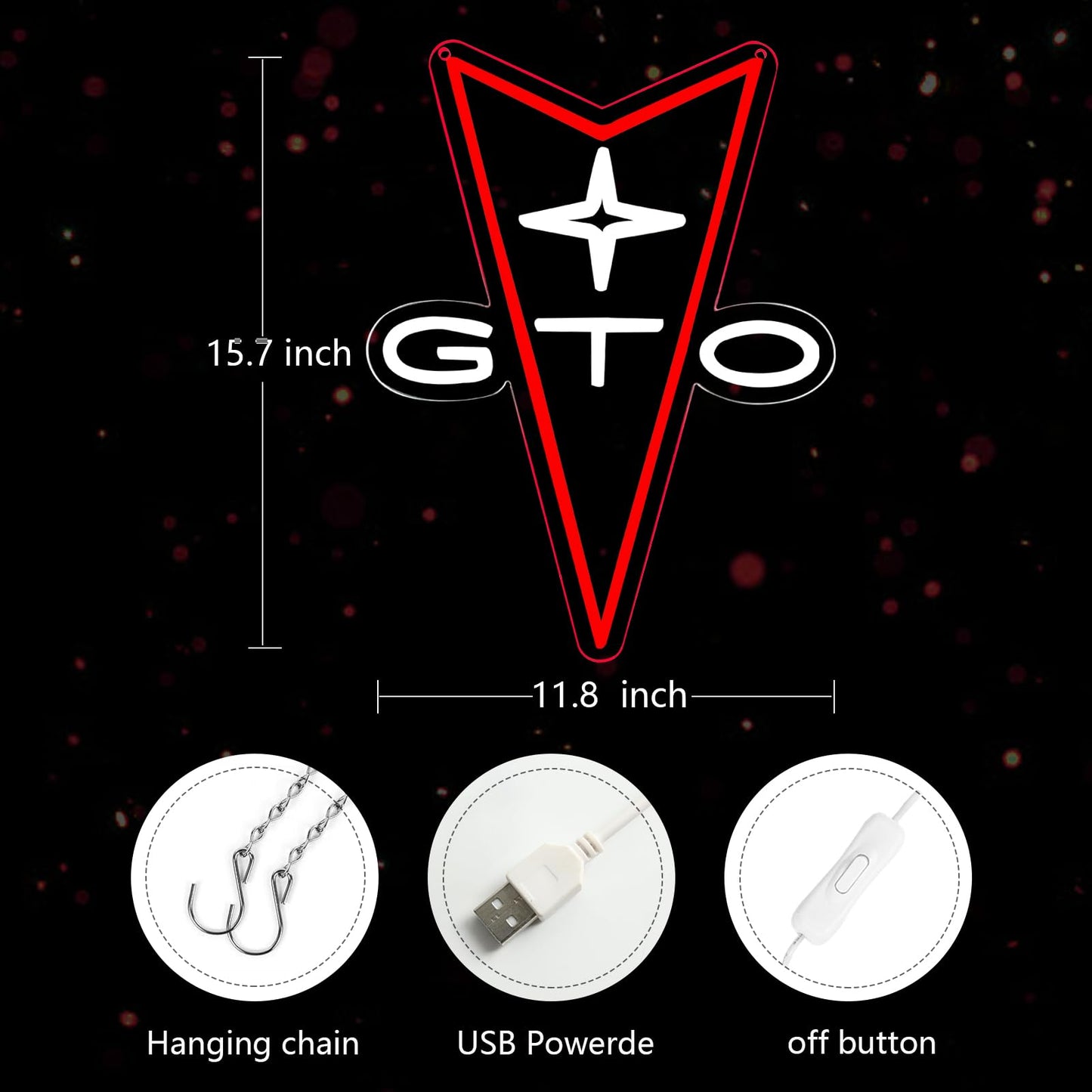 AHlove GTO Neon Car Signs for Store Wall Decor， Led Business Sign Suitable for Man Cave、Bedroom、Garage、Party, Birthday、Christmas Gifts for Boys 5V Power Adapter 16 * 12Inch(white+red)