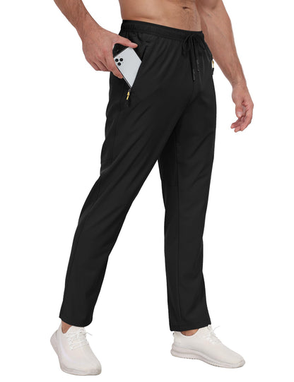 Men's Sweatpants Lightweight Workout Pants with Zipper Pockets Elastic Waist Athletic Pants for Men Exercise Jogging Hiking Black Light Grey XL