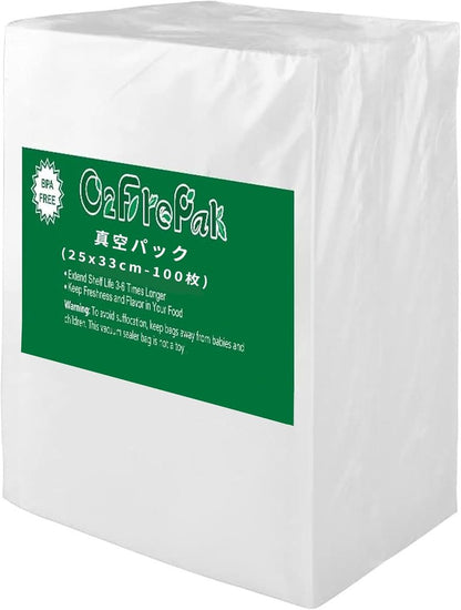 O2frepak Vacuum Sealer Bags - 100 Quart 10" x 13" BPA-Free Pre-Cut Bags for Sous Vide & Food Storage