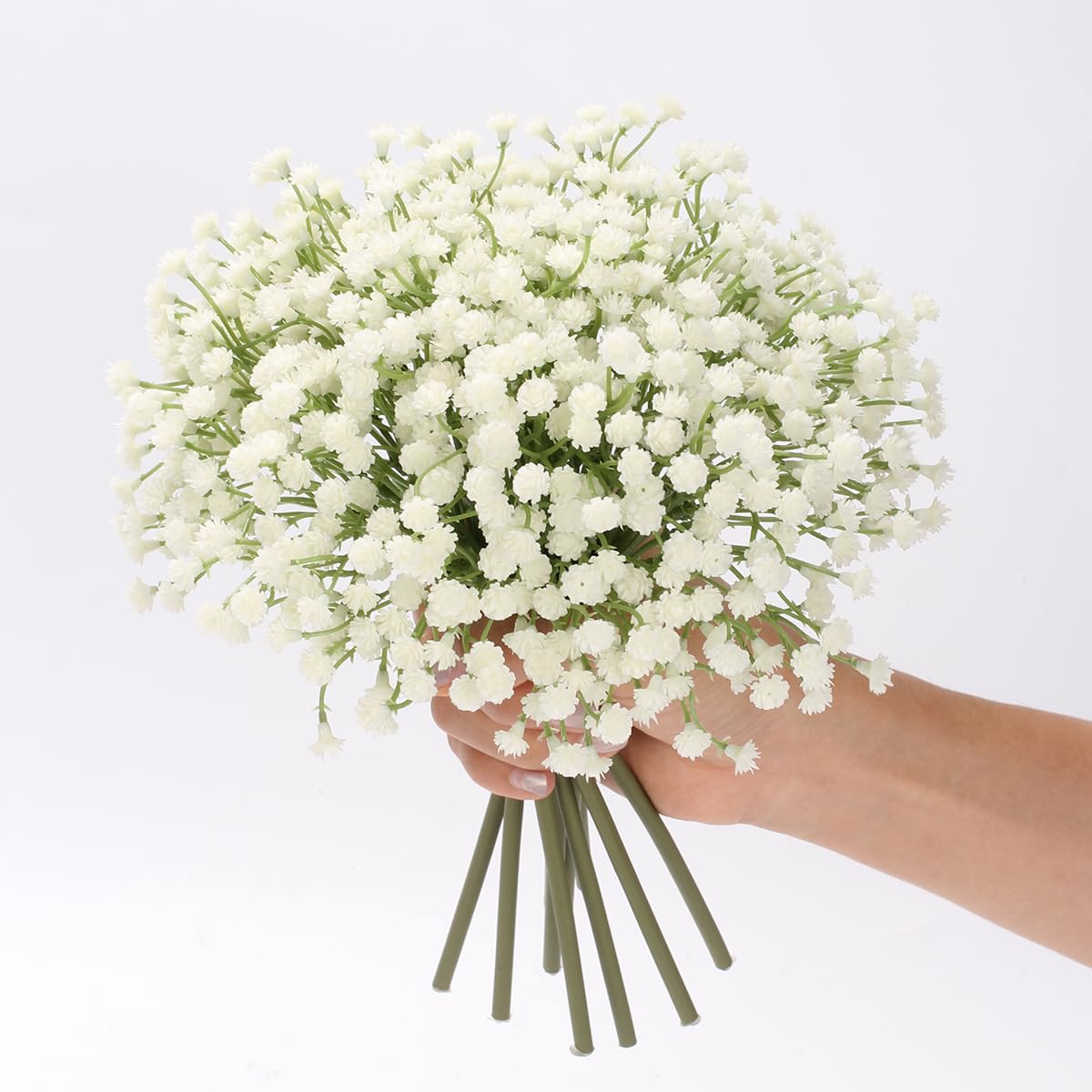 Baby's Breath Artificial Flowers Bulk 10 Pack (30pcs) Faux Baby Breath Plastic Flower Fake Gypsophila Flower Arrangement for Crafts Fake Flowers Bouquet for Wedding Centerpieces Cream Baby Breath