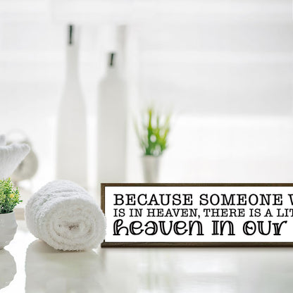 Farmhouse Style Sign, Bereavement Sign, Sympathy Gift, Because Someone We Love Is In Heaven, Memorial Sympathy Gift, Home Wall Decor Wood Framed, Wood Plaque Signs, 38 * 8.5 In A64