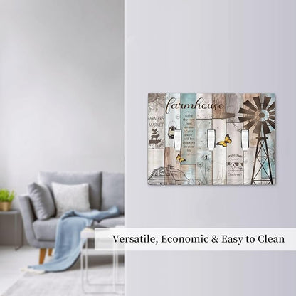 Rustic Western Farmhouse Windmill 3 Gang Light Switch Covers Vintage Barn Wooden Plank Inspirational Quote Triple Toggle Wall Plate Decorative Switchplate Electrical Faceplate