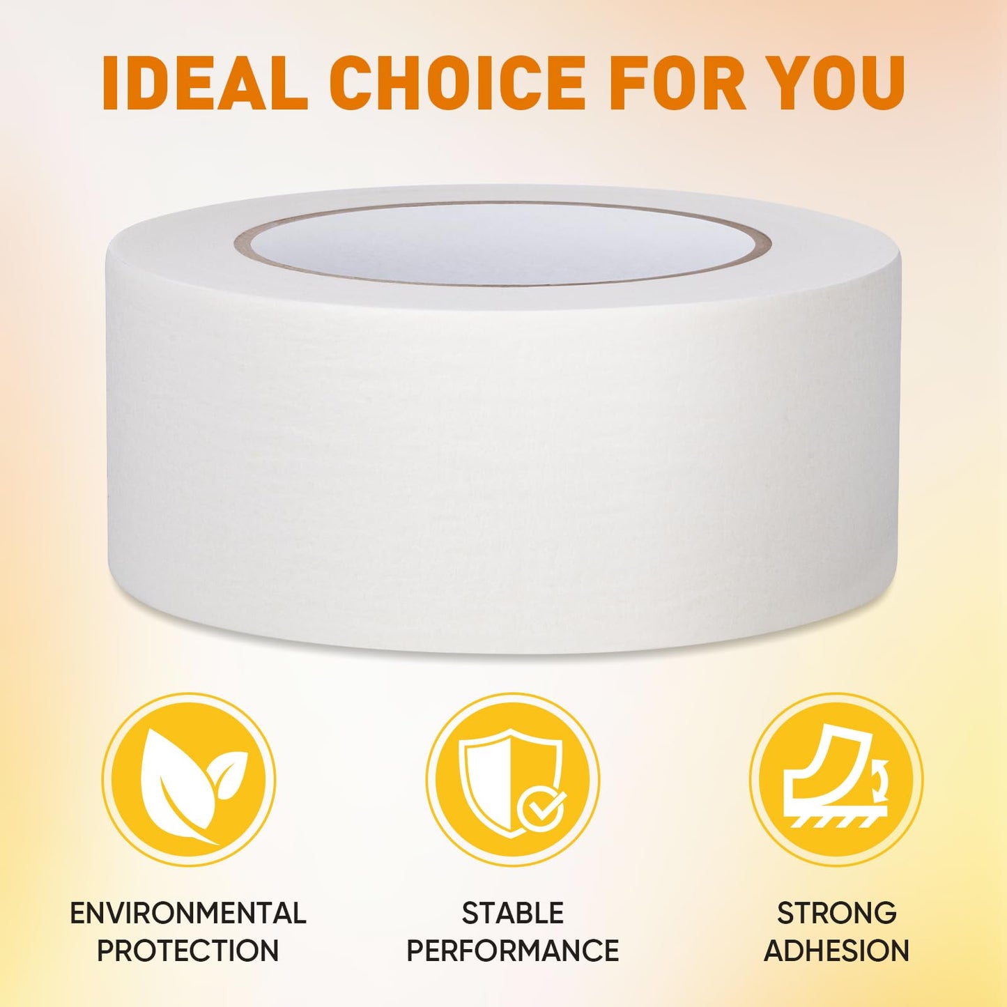 NEOACT 16 Pack Masking Tape 2 Inch Wide, Beige White Masking Tape Bulk General Purpose Tape for Arts, Craft, Painting, Office, School, Home, 55 Yards x 16 Rolls (880 Yards Total)