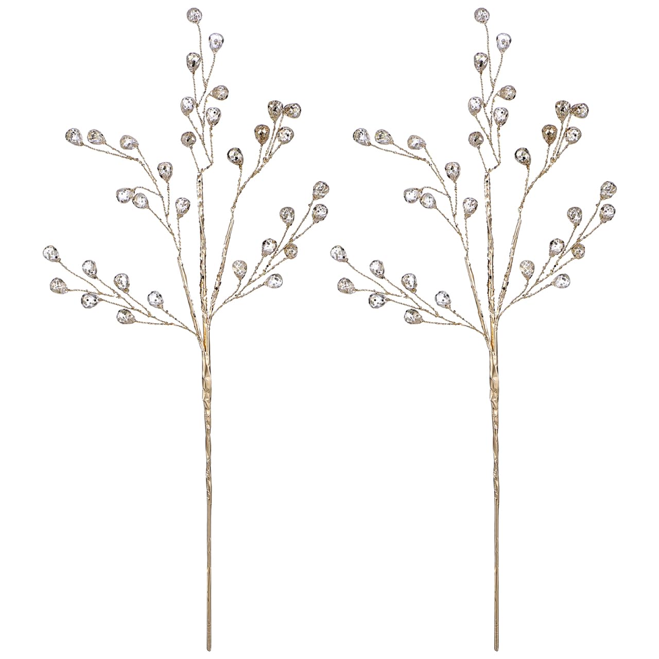 Homoyoyo 2PCS Crystal Christmas Tree Picks Artificial Crystal Picks for Christmas Tree Home Wedding Party Home Decoration DIY Crafts Wreaths Bridal Bouquets Decors Clear