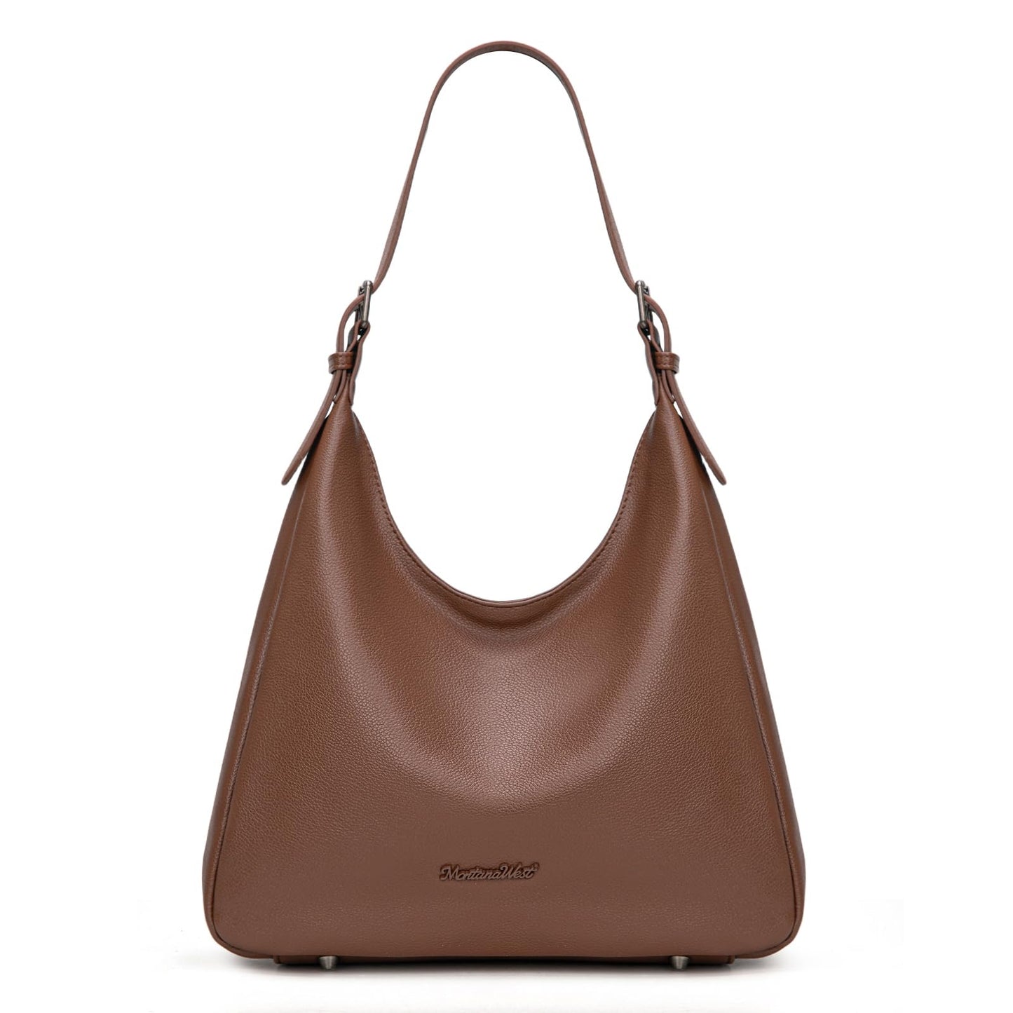 Montana West Hobo Bag Purse for Women Slouchy Casual Shoulder Handbags Purses Soft Vegan Leather Purse Tote Bag Everyday Work Ladies Coffee MWC-614CF