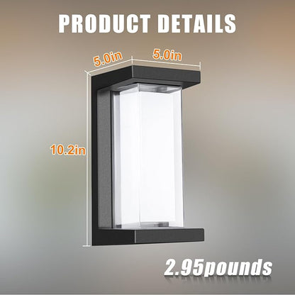 Juyace 18W Exterior Lighting Fixtures 6 Pack Budget-Friendly Outdoor Porch Lights Modern Black Sconces Wall Mount 1800Lm 6000K IP65 Waterproof for Garage House Patio Front Door Entryway