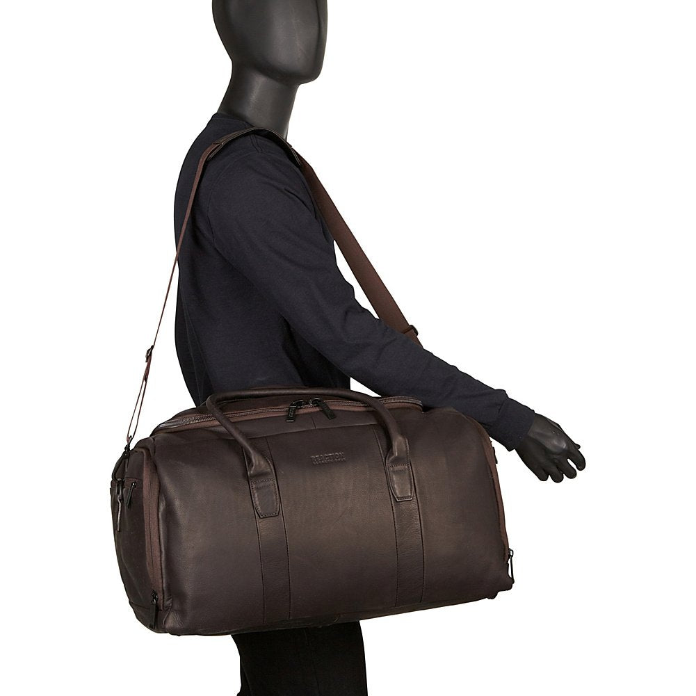 Kenneth Cole REACTION Duff Guy Colombian Leather 20" Single Compartment Top Load Travel Duffel Bag, Brown