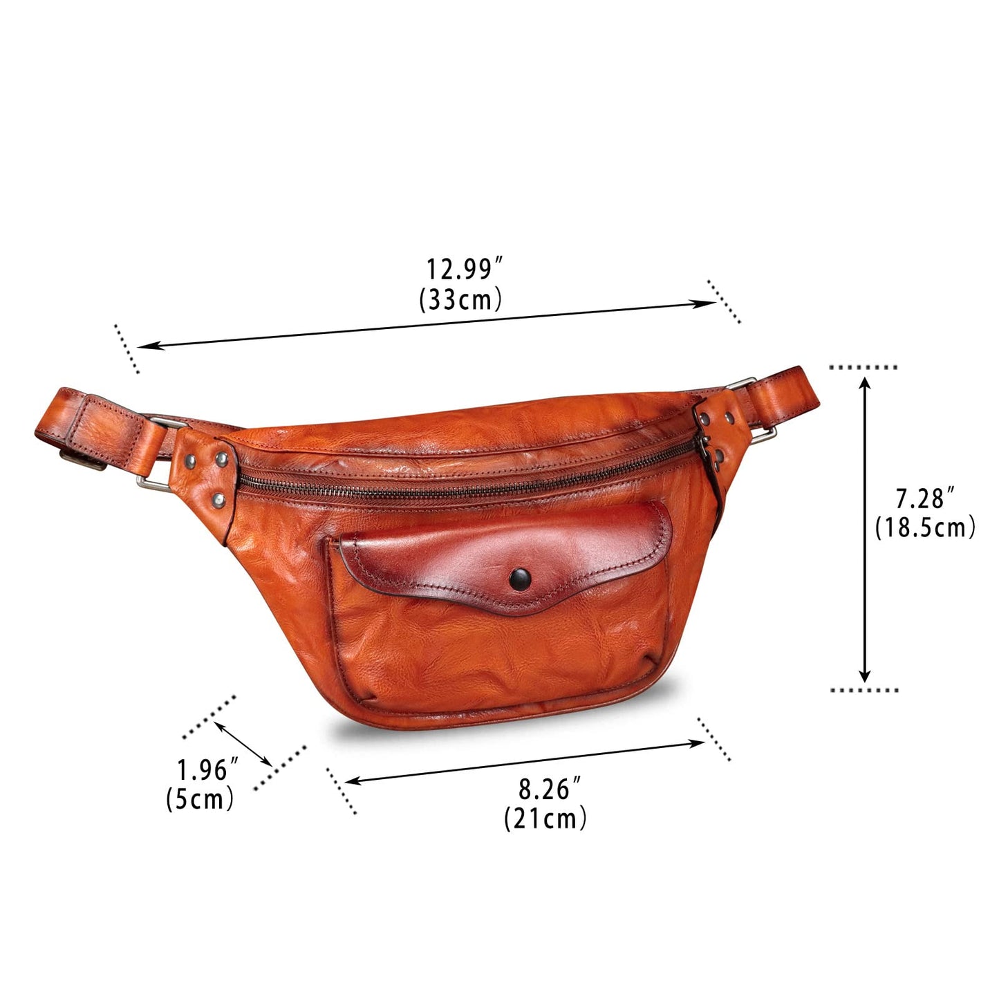 Genuine Leather Fanny Pack for Women and Men Vintage Real Leather Sling Bag Crossbody Bag Fashion Waist Bag Chest Purse (DarkBrown)