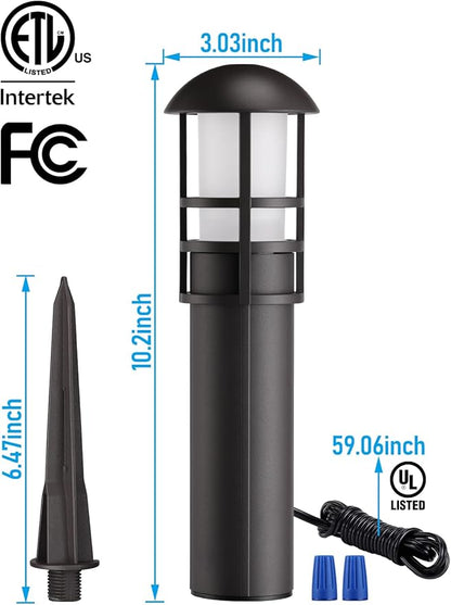 LEONLITE 12-Pack Low Voltage Landscape Pathway Lights 3W Landscape Lighting 12-24V LED Bollard Path Lights Wired CRI 90+ Aluminum Pathway Lighting for Walkway Yard Garden, ETL Listed, 4000K Cool White