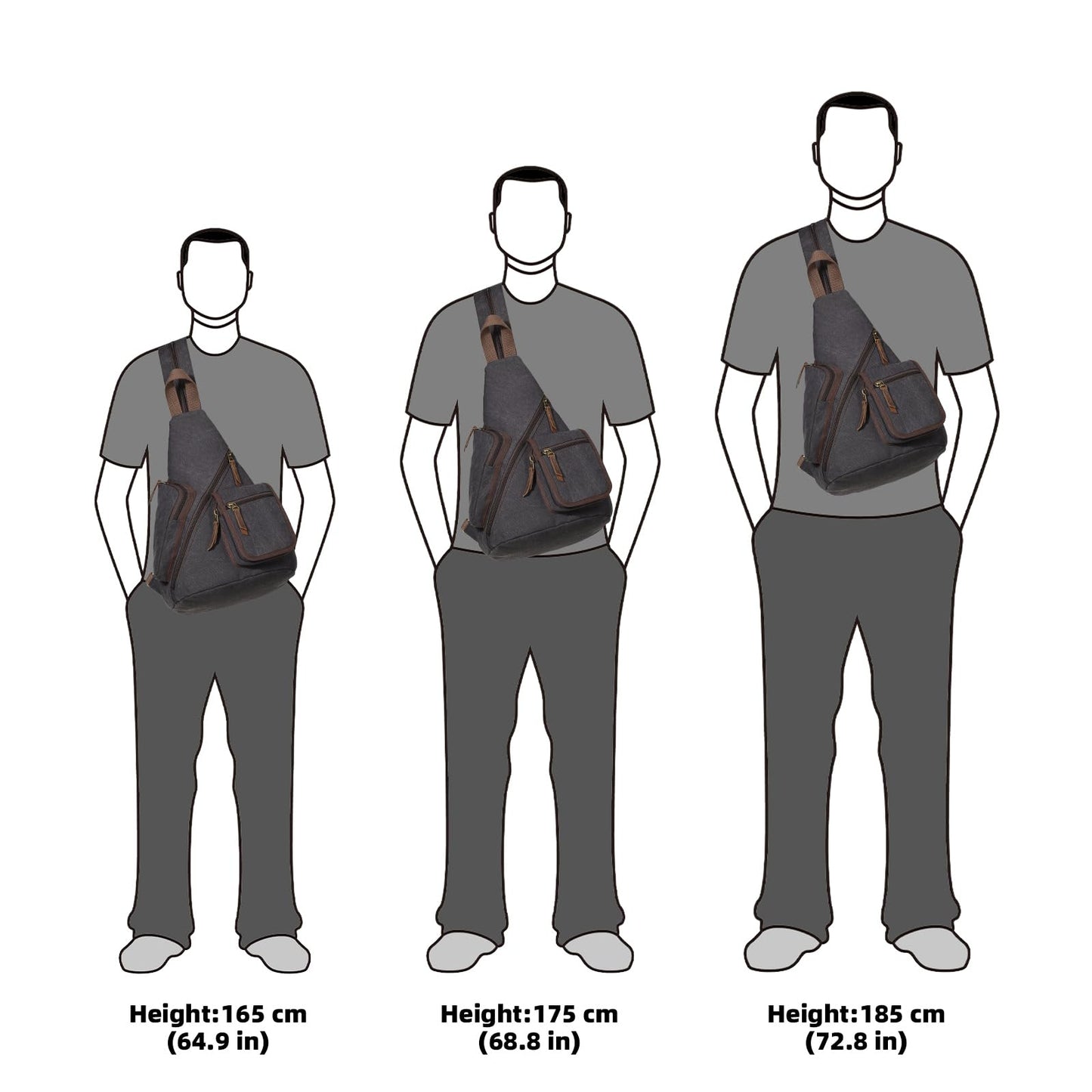 KL928 Canvas Sling Bag - Casual Crossbody Shoulder Daypack Rucksack Backpack for Men Women, Black