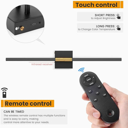NIORSUN 28 Inch Battery Operated Wall Sconce Set of 2, Black-Gold Rechargeable Wall Lights with DIY Independently Rotatable Tube, 3CCT Dimmable Wireless Wall Sconces for Living Room Bedroom Hallway