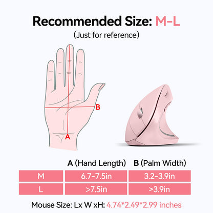 TECKNET Ergonomic Mouse, Wireless Bluetooth Vertical Mouse, 4800 DPI Optical Tracking, 6 Adjustable DPI, Quiet Clicks, 2.4GHz with USB A Receiver, 12 Months Battery, 6 Buttons, Wide Compatibility