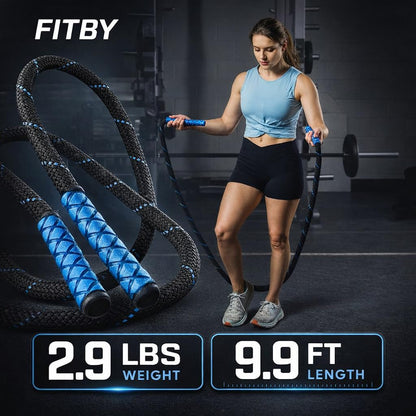 Weighted Jump Rope - 2.9lbs, 9.9 Feet Long Jump Ropes for Fitness, Home Workout Rope, Skipping Rope for Exercise, Total Body Workout Equipment, Durable Jumping Rope by Fitby
