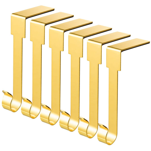 ARCHCRTC 6 Pcs Christmas Stocking Holders Mantel Stcoking Hangers Metal Hanging Hooks Christmas Ornament Hooks Mantel Garland Clips for Thick Fireplace Mantel Staircases Xmas Party Decor (Gold, 6)