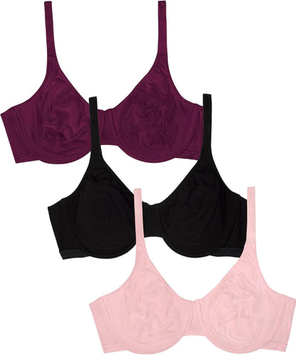 Fruit of the Loom Women's Multi-Pack Unlined Underwire Cotton Bra