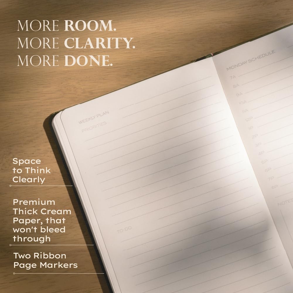 Anecdote Daily Planner w/ 2026-2027 Calendar | Start Anytime 26 Weeks Undated | 1 Page per Day | 8.5" x 5.2" | Hardcover To-Do List Organizer, Plan Your Success, Achieve Productivity Goals (Evergreen)