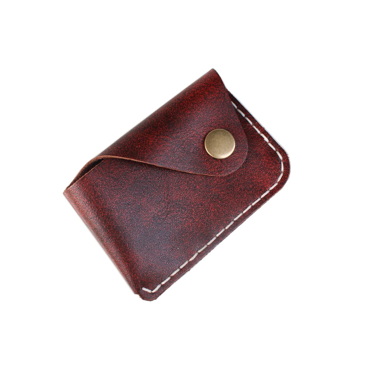YAN TA HANDMADE Leather Card Case Wallet with Money Clip Minimalist Simple Thin and Large Capacity Front Pocket Card Holder (maroon)
