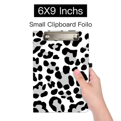 Hongri Mini Clipboard Folio with Refillable Lined Notepad and Interior Storage Pocket for Students, Classroom, Office, Women, Man, Cute Custom Pattern, Standard A5 Size 6 x 9 in, Cream Spots