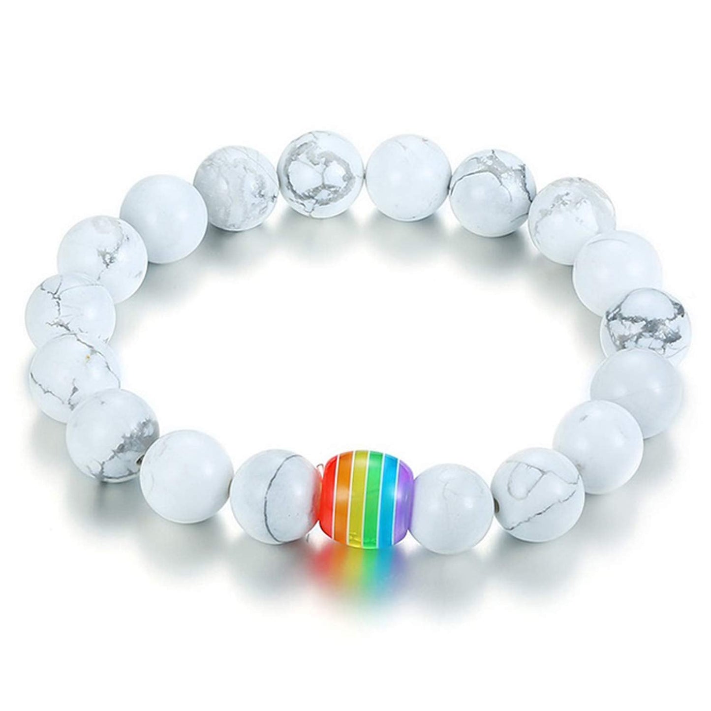 Nanafast LGBT Gay Rainbow Relationship Beaded Bracelet Couple Matching Pride Bead Bracelets Bangle 2 Pack (White/Black)