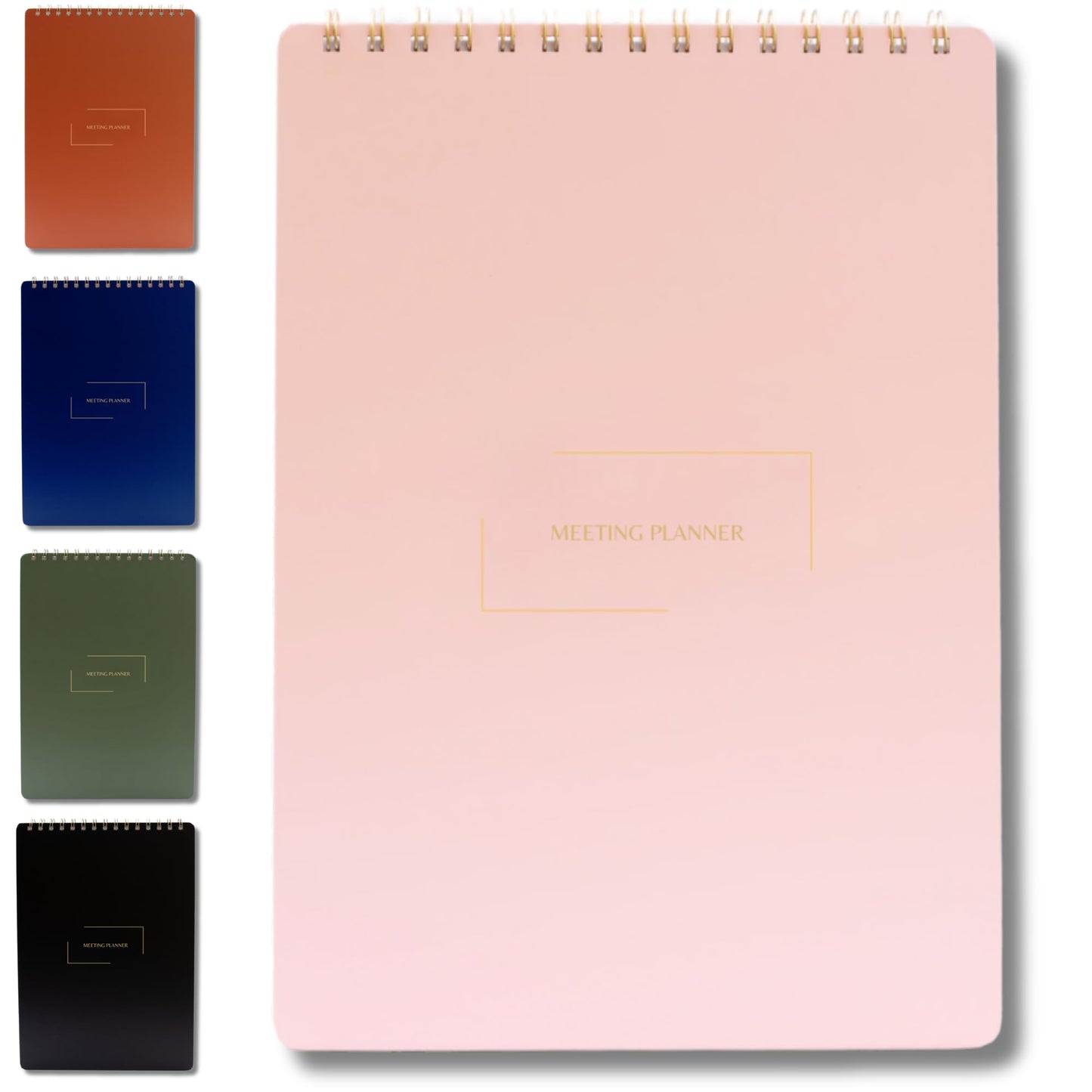 Merely Home | Meeting Notebook for Work | 8.25" x 11.75" | Project Planner | Simple Design | Multiple Layouts | Office and Business Planner (Pink, Meeting Planner - Portrait)