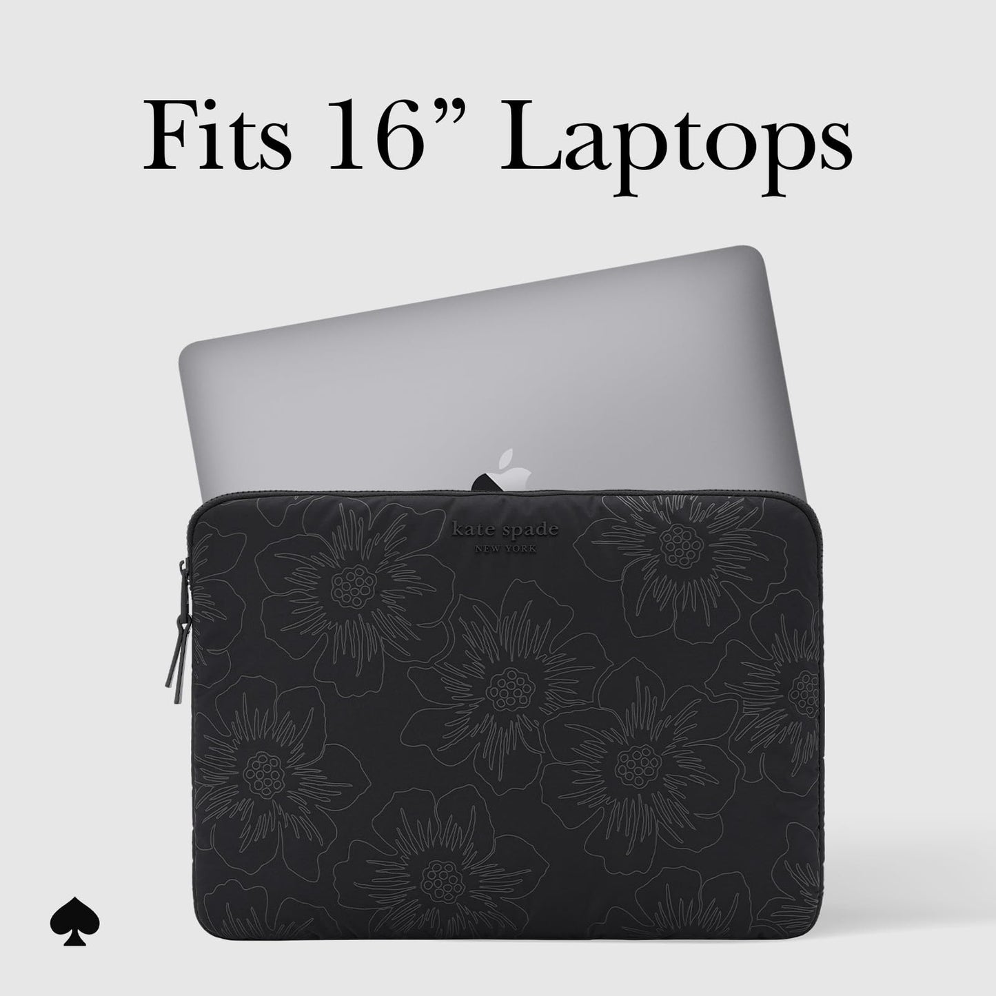 kate spade new york Puffer Laptop Sleeve 16 Inch - Reverse Hollyhock Black - Compatible with All MacBook M Series Devices