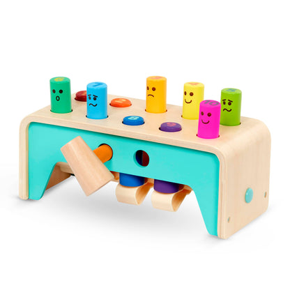 Battat – Wooden Hammer Toy for Kids, Toddlers – Pounding Bench with Pegs and Mallet – Colorful Developmental Toy – 1 Year + – Pound & Count Bench