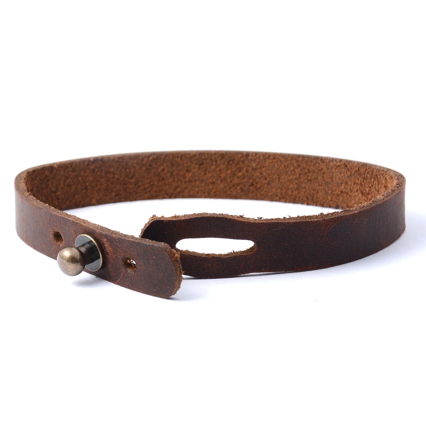 2 Pack Leather Bracelets for Men - Crazy Horse Leather Cuff, Handmade Adjustable Bracelet Set with Solid Brass Screw Buckles, Gifts for Him (Dark Brown/Light Brown)
