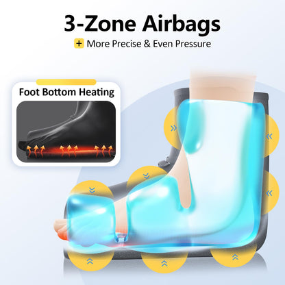 Comfytemp Portable Foot Massager with Heat, Father's Day Gifts for Dad Men Women, FSA HSA Eligible, Ankle Massage for Plantar Fasciitis, Swelling, Cordless Compression Boot (1 Pack, Fits Size 6 to 10)