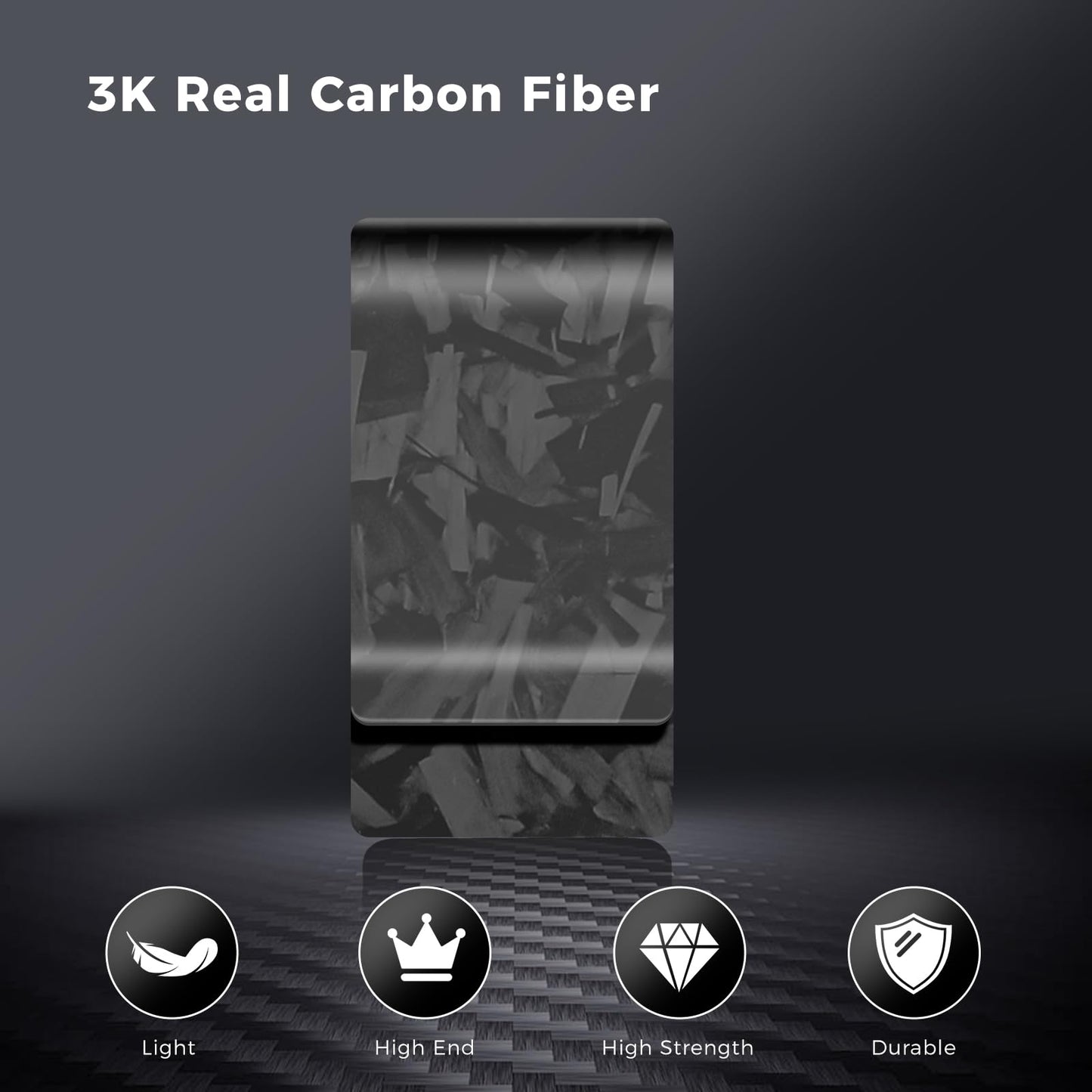 LittleBlack Real Carbon Fiber Money Clip,1.5in Wide Ultra Thin&Slim Minimalist Cash&Credit Card Holder Up To 50 Bills,Mens Business Front Pocket Wallet-Forged Matte Black