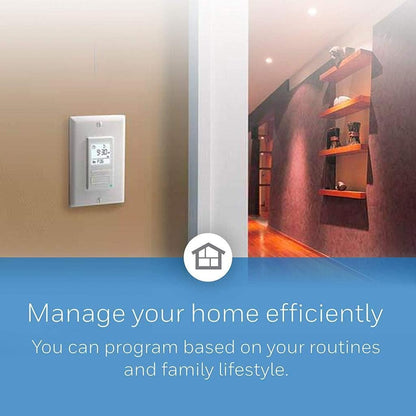 Honeywell Home RPLS740B ECONOswitch 7-Day Solar Programmable Switch, Lights and Motors, Indoor and Outdoor, Energy Saving, White