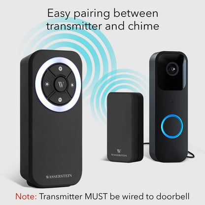Wasserstein Doorbell Chime - Compatible with Blink Video Doorbell (1-Pack, Black)