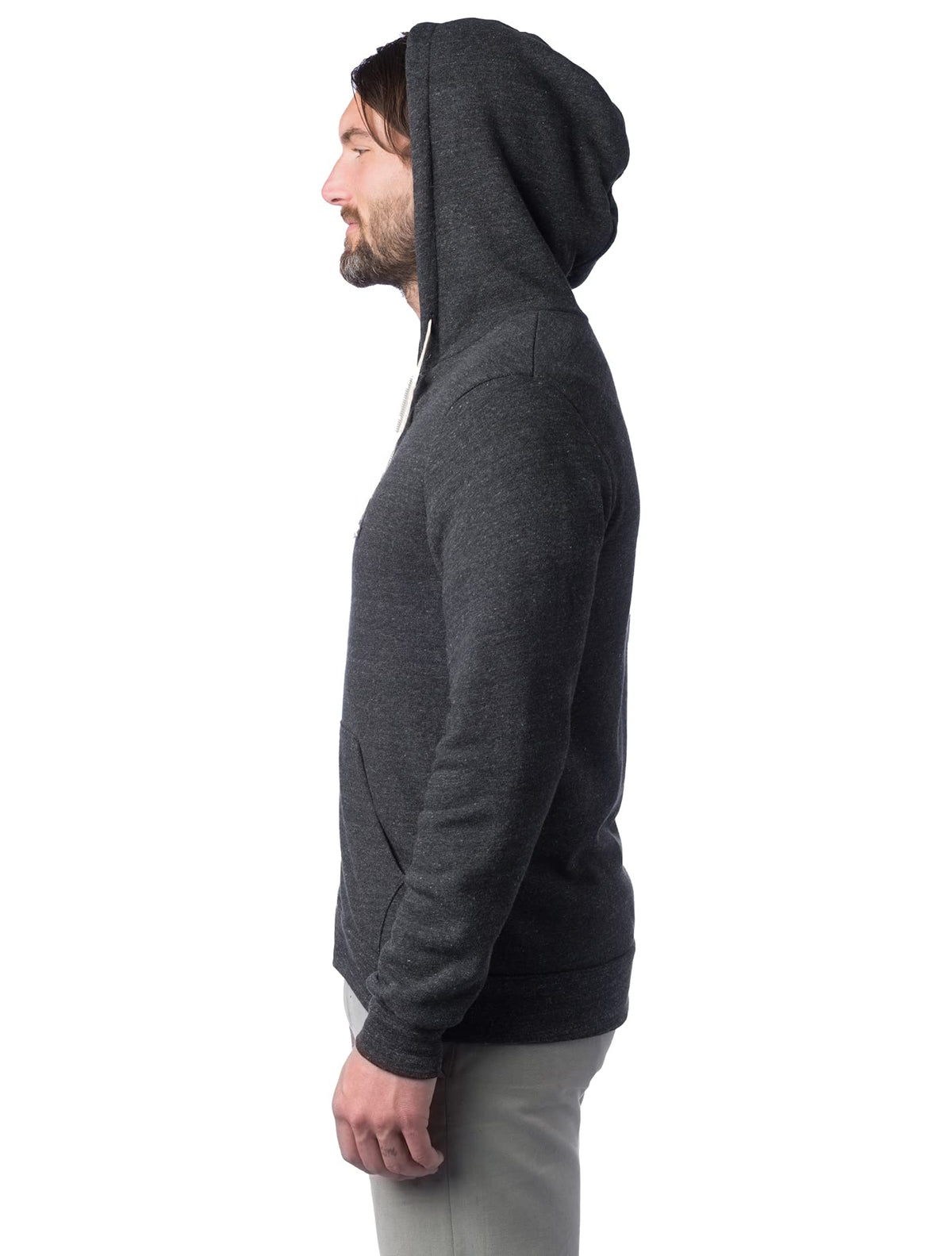 Alternative Men's Rocky Fleece Zip Hoodie, Eco Black, Large