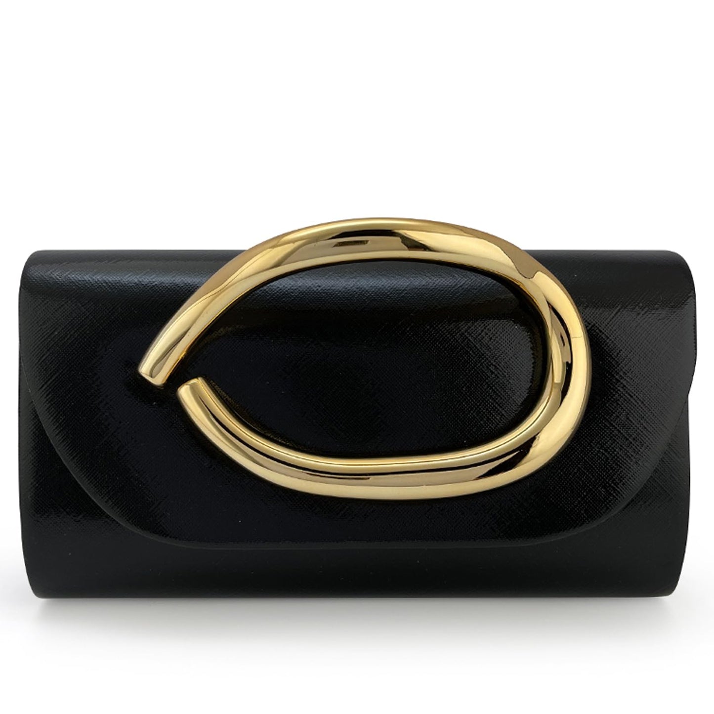 MYHOZEE Clutch Purses for Women Formal Black Clutch Vegan Leather Evening Bag Elegant Wedding Clutch Detachable Chain Handbag Trendy Gold Handle Purses