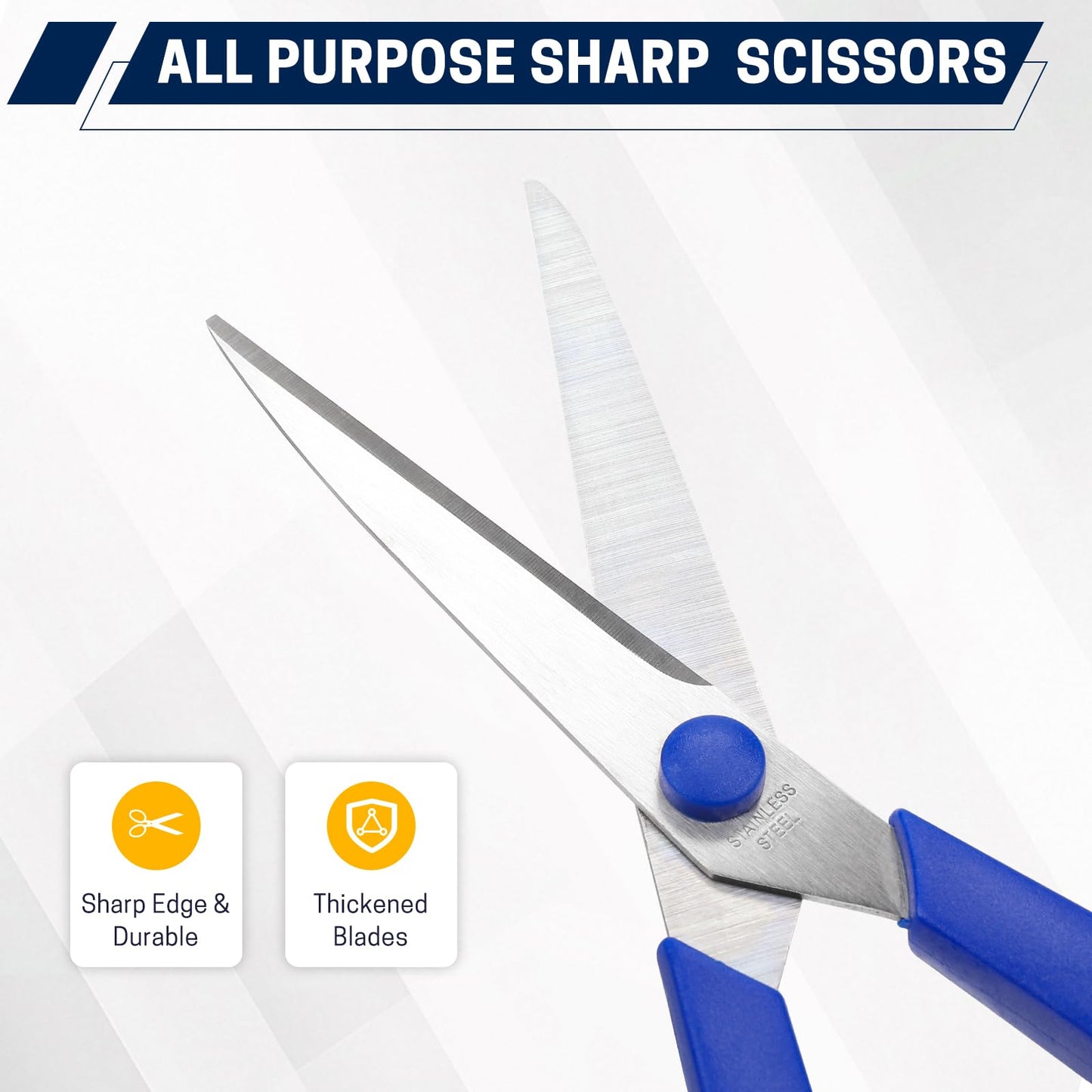 BURVAGY 8" 10 Pack All Purpose Heavy Duty Scissors- Comfort-Grip Sharp Scissors for Office School Sewing Fabric Craft High/Middle School Student Teacher Scissor, Right/Left Hand