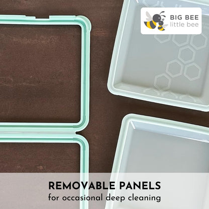 Big Bee, Little Bee - SoftShell Reusable Silicone Food Storage Container with Connected Clamshell Lid, Easy to Clean, Snaps Closed, Microwave, Freezer & Dishwasher Safe (Grape)