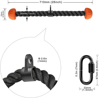 SELEWARE Triceps Rope with Non-Slip Soft Rubber Ends Home Gym Cable Attachment Workout Accessories 28 inches Long Orange