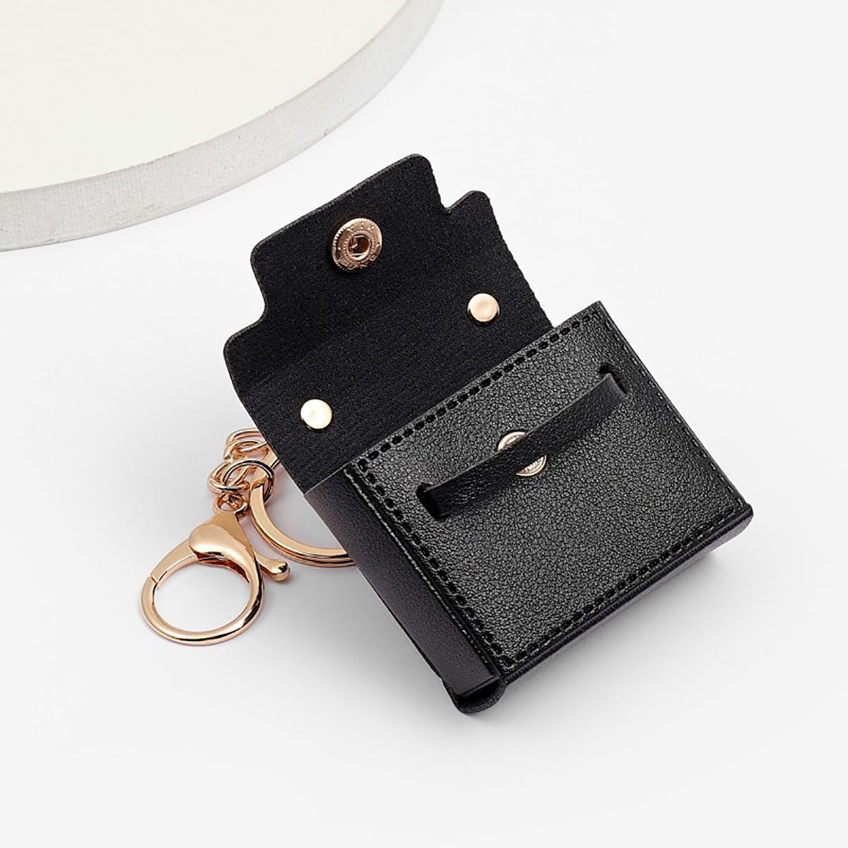 Alunsito 6 Pack Mini Makeup Bag Keychains Small Backpack Keyrings Cute Coin Purse PU Leather Lipstick Bag Card Holder Data Cable Organizer Fashion Bag Pendant Charms Accessories for Women Girls