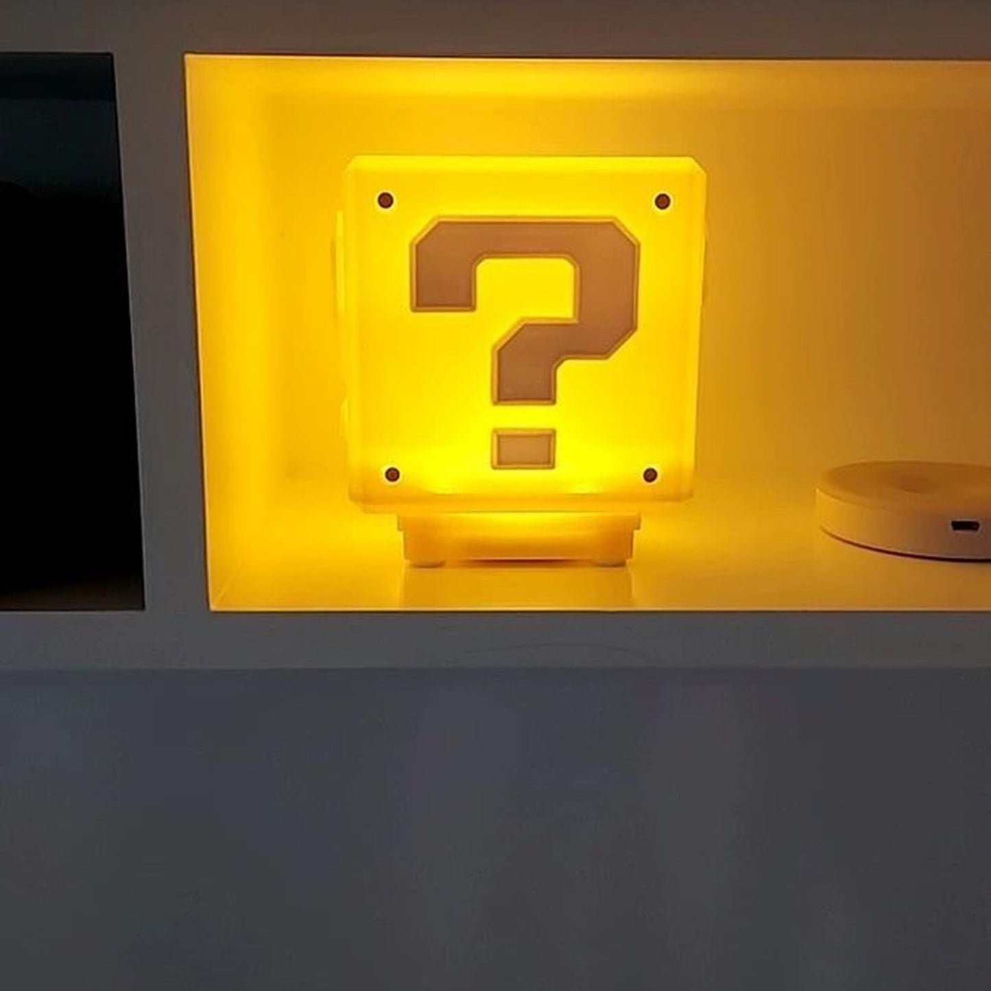 hopanrel Super Bros Question Block Lamp,Square LED Night Light with USB Cable,Table Lamp with Play Game Coin Sound Effect,Bedside Lamp Decor Toy Gift for Boy Girls