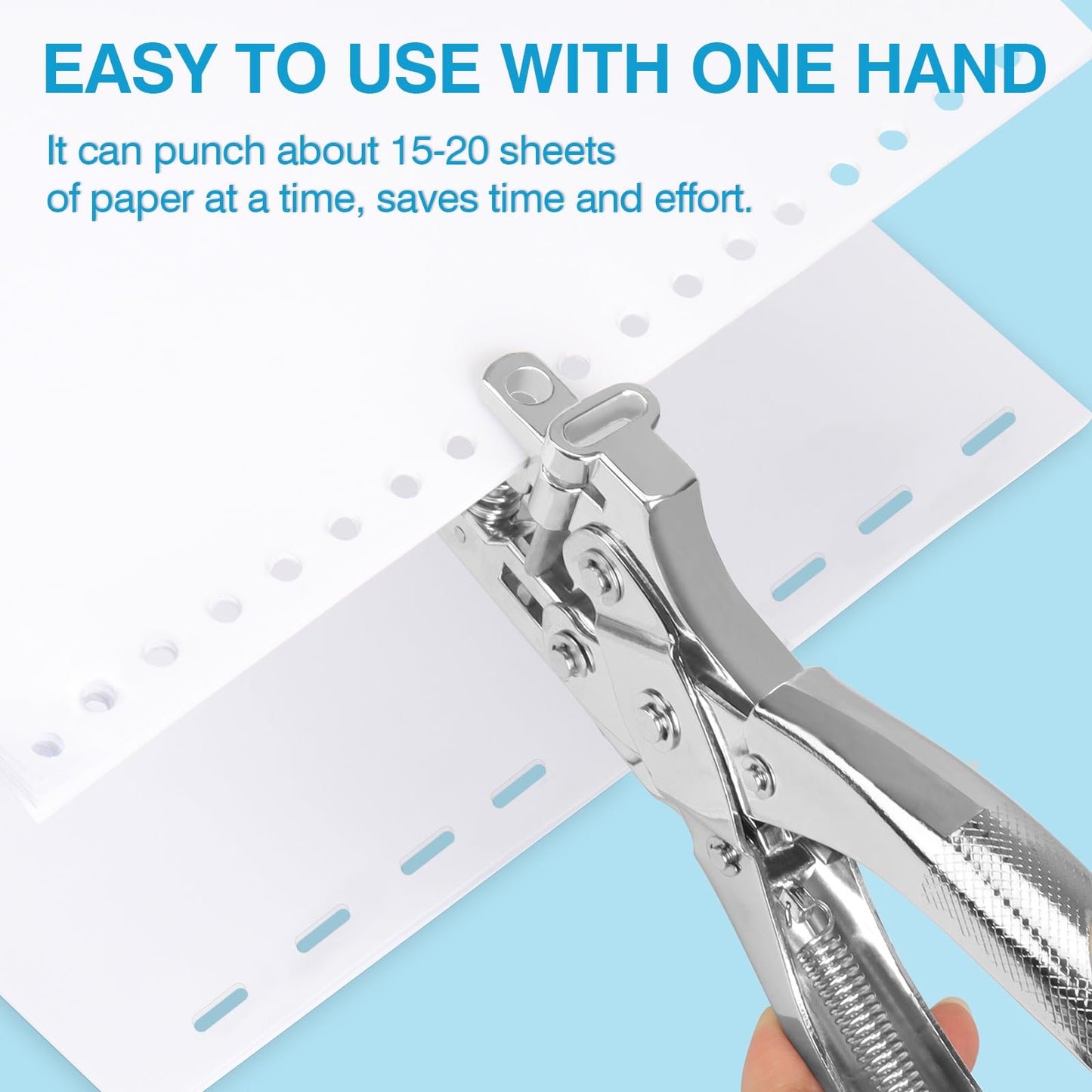 CAETOUNG 2 in 1 Badge Slot Hole Punch for ID Cards, Heavy Duty Hand Punch Metal Hole Puncher for PVC Material, Business Cards, Paper and Cardstock (5mm Round Hole &13mm X 3mm Slot Hole, Silver)