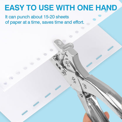 CAETOUNG 2 in 1 Badge Slot Hole Punch for ID Cards, Heavy Duty Hand Punch Metal Hole Puncher for PVC Material, Business Cards, Paper and Cardstock (5mm Round Hole &13mm X 3mm Slot Hole, Silver)