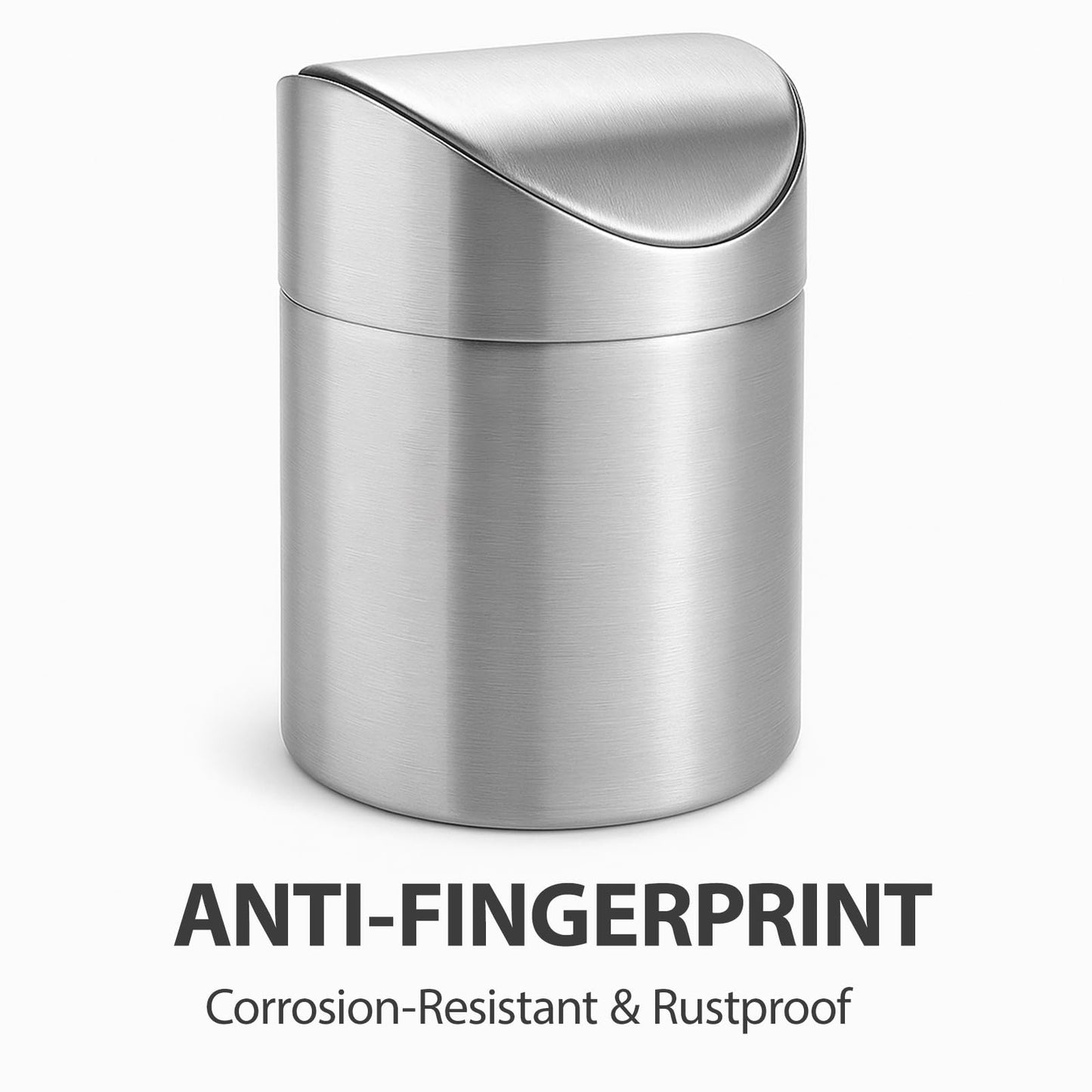 JILLICK Small Mini Trash Can with Lid, Brushed Stainless Steel Small Tiny Mini Trash Bin Can, Mini Countertop Trash Cans for Desk Office, Swing Top Trash Bin 1.5 L/0.40 Gal (Sliver)