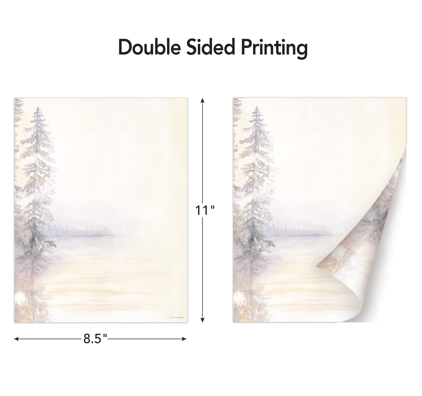 Great Papers! Morning Mist 2-Sided 8.5" x 11" Letterhead and #10 Envelope Stationery Set, 50 Stationery Sheets and 25 Matching Envelopes, 75 pieces (2021039)