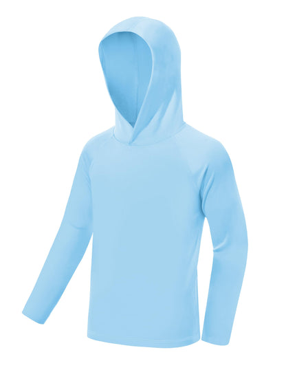 DRONIRING Boys Hooded Long Sleeve Rash Guard Swim Shirt, Youth Kids UPF 50+ Fishing Shirt, Sun Protection Hiking Beach Hoodie